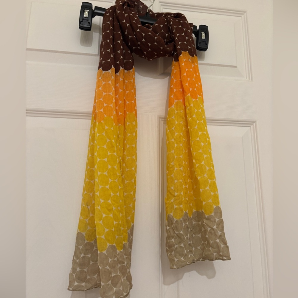💛 Midcentury Modern Circles Brown, Orange and Yellow Gradient Scarf 🧡